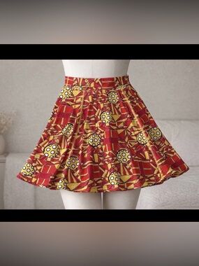 Pickleball Bella Women’s XL A-Line Skort Red Yellow Geometric Ball Pocket NWT